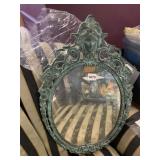 VTG METAL WALL MIRROR, OVAL SHAPE, VERDIGRIS