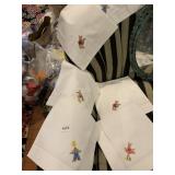 LINEN NAPKINS W/ EMBROIDERED EASTER BUNNY MOTIFS
