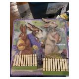 VTG EASTER BUNNY DECORATIVE SIGN, GLITTER FINISH,