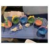 CERAMIC EASTER BASKETS (5) AND PORCELAIN BUNNY