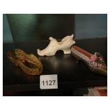 DECORATIVE SHOE FIGURINES (3), INCLUDES AMBER