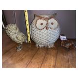 OWL FIGURINES (3), INCLUDES CERAMIC OWL BANK,