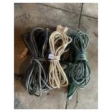 ASSORTED EXTENSION CORDS, BLACK, WHITE, AND