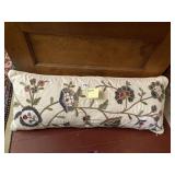 FLORAL EMBROIDERED BOLSTER PILLOW, DOWN FILLED,