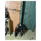 WROUGHT IRON BUTLER WINE RACK, GLASS TRAY TOP,