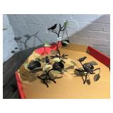 METAL BIRD AND NEST CANDLE HOLDERS, BLACK FINISH
