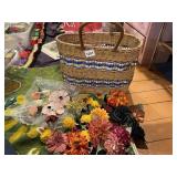 WICKER BASKET W/ RIBBON ACCENTS, ASSORTED