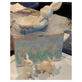 LEFTON PORCELAIN RABBIT FIGURINES (2), CERAMIC