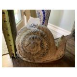 SNAIL GARDEN STATUE, WEATHERED FINISH.