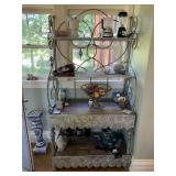 WROUGHT IRON ETAGERE, DISTRESSED FINISH,