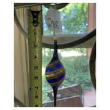HAND-BLOWN ART GLASS ORNAMENT, SPIRAL MULTICOLOR
