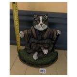 CAST METAL CAT FIGURINE, DECORATIVE STATUE,