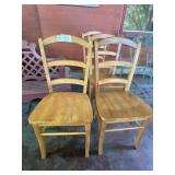 WOOD LADDER BACK CHAIRS (2).