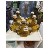 PIER 1 AMBER GLASS MAPLE LEAF BOTTLES W/ CORK