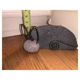 STONE AND METAL SNAIL FIGURINE, MADE IN HONDURAS.
