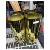 GOLD-TONE RIBBED CYLINDRICAL VASES (4).
