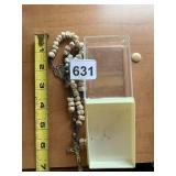 JERUSALEM ROSARY, STONE BEADS, BLUE CORD, METAL