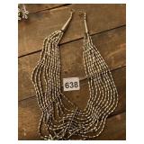 MULTI-STRAND METALLIC BEADED NECKLACE W/ HOOK