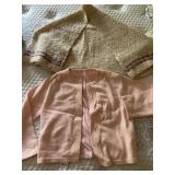 VINTAGE CARDIGANS, PINK KNIT W/ SCALLOPED TRIM,