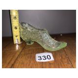 VASELINE GLASS SHOE FIGURINE, STARBURST PATTERN,