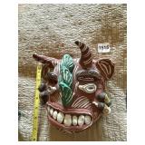 TERRACOTTA MASK, HORNED DEVIL DESIGN,