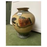 DECORATIVE POTTERY VASE, EARTH TONE GROUND,