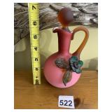 VTG ART GLASS CRUET, FROSTED PINK TO RED