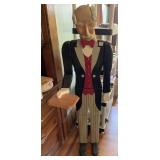 HAND-CARVED WOODEN BUTLER FIGURE, WEARING TUXEDO