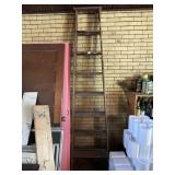VTG WOODEN STEP LADDER, FOLDING DESIGN, CAUTION