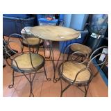 BISTRO TABLE AND CHAIR SET, WROUGHT IRON FRAME,