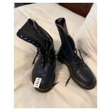 DR. MARTENS LEATHER BOOTS, NAVY BLUE, LACE-UP,