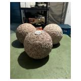 TERRACOTTA SPHERES W/ ROSE RELIEF PATTERN (3).