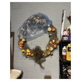 AUTUMN HARVEST WREATH, VINE BASE, ARTIFICIAL
