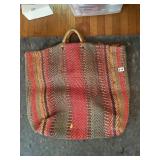 WOVEN FIBER TOTE BAG, MULTICOLOR HERRINGBONE