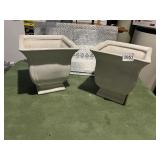 PR CERAMIC SQUARE PLANTERS, WHITE GLAZE, ONE W/