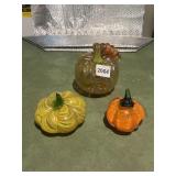 GIBSON GLASS PUMPKINS, ART GLASS, HAND-BLOWN,