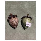 ART GLASS ACORN FIGURES, SPECKLED FINISH, DARK
