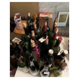 ASSORTED WINE BOTTLES, VARIOUS LABELS, ALL EMPTY.