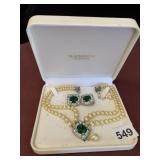 HATTIE CARNEGIE FAUX PEARL NECKLACE AND CLIP