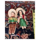 VTG COMPOSITION DOLLS (2), COWBOY AND COWGIRL
