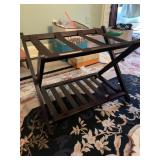 WOODEN LUGGAGE RACK, FOLDING DESIGN, BROWN