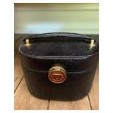 JEWELRY CASE, BLACK TEXTURED FAUX LEATHER,