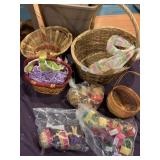ASSORTED WOVEN BASKETS, VARIOUS SIZES, STYLES,