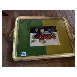 VIETRI SERVING TRAY, RECTANGULAR, GILT FRAME,