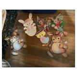 VTG EASTER CARDBOARD DIE-CUT DECORATIONS, BUNNIES