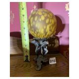 TABLE LAMP, FROG-FORM METAL BASE, YELLOW MOTTLED