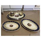 VTG PORCELAIN SERVING SET, COBALT BLUE AND CREAM