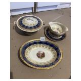 VTG PORCELAIN SERVING SET, COBALT BLUE AND CREAM