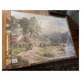 ASSEMBLED LANDSCAPE JIGSAW PUZZLE, MOUNTED ON
