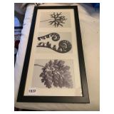 BOTANICAL FERN PRINT TRIPTYCH, BLACK FRAME,
